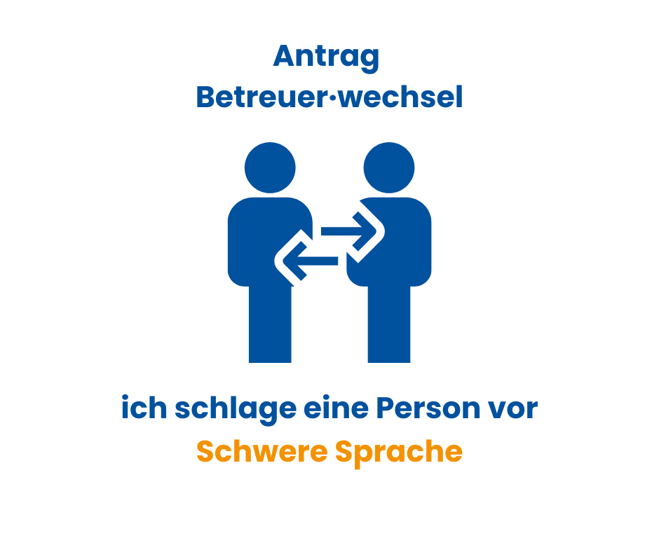 Hier kannst du dem Gericht sagen, dass du eine neue rechtliche Betreuung möchtest, ohne selbst eine Person vorzuschlagen. Du kannst die Gründe ankreuzen, warum du den Wechsel möchtest.