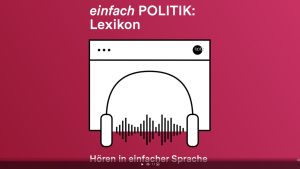 Screenshot Titelbild einfach Politik: Lexikon Hören in einfacher Sprache
