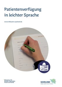 Titelbild Broschüre Patientenverfügung in Leichter Sprache Saarland